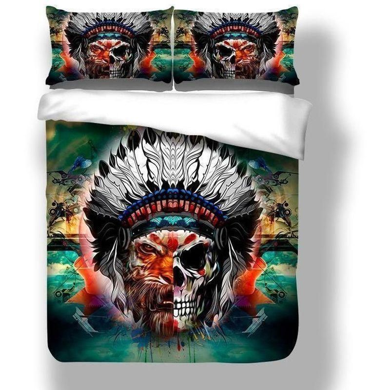 Cool Skull Multi Color Tiger Face Printed Bedding Set