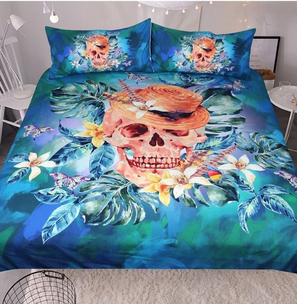 Cool Skull With Hat Bedding Set