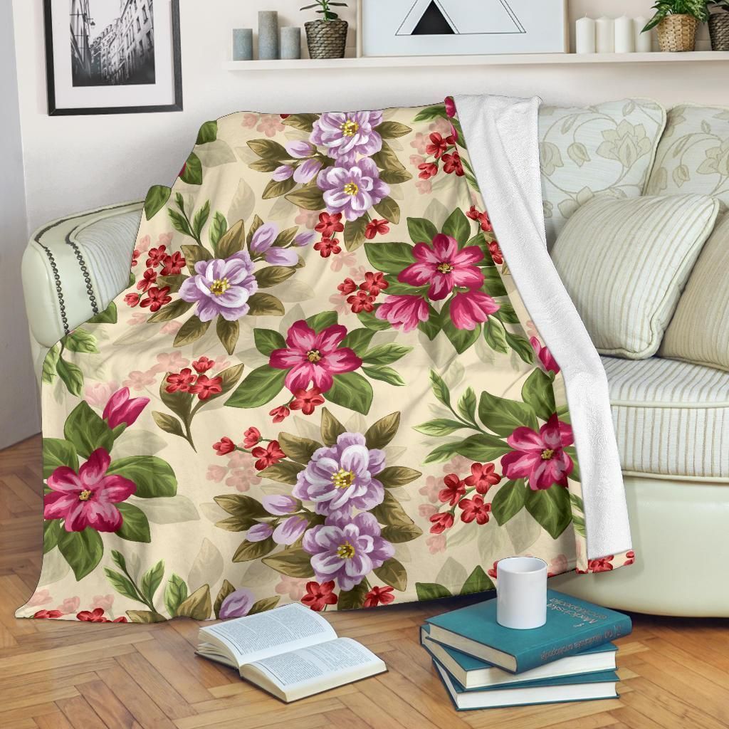 Cool Summer Vacation Floral Pattern Print Design Fleece Blanket