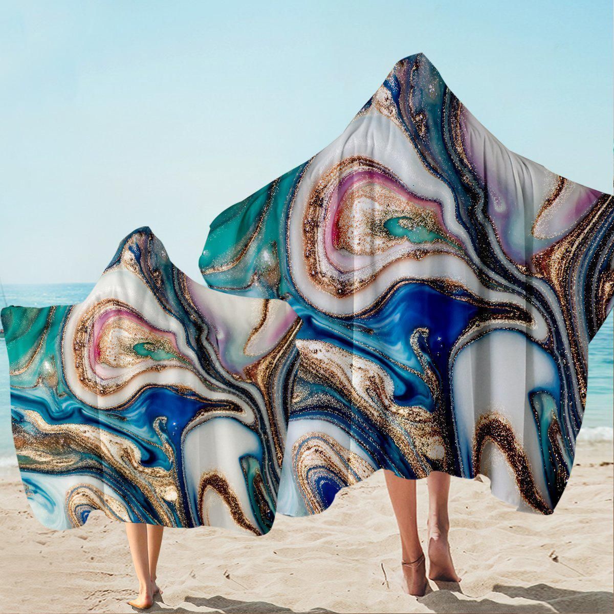 Copacabana Marble Liquid Printed Hooded Towel