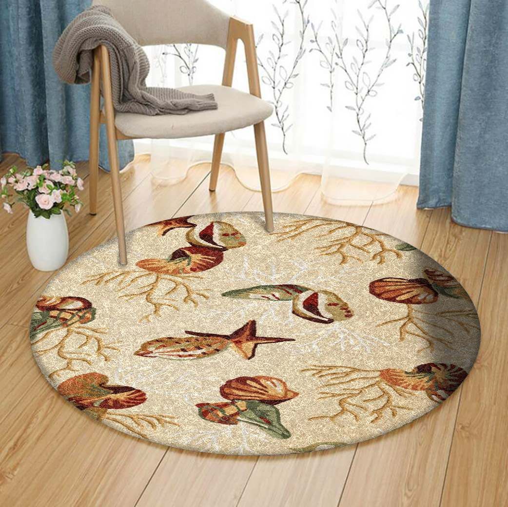 Coral Reef Shells Round Carpet