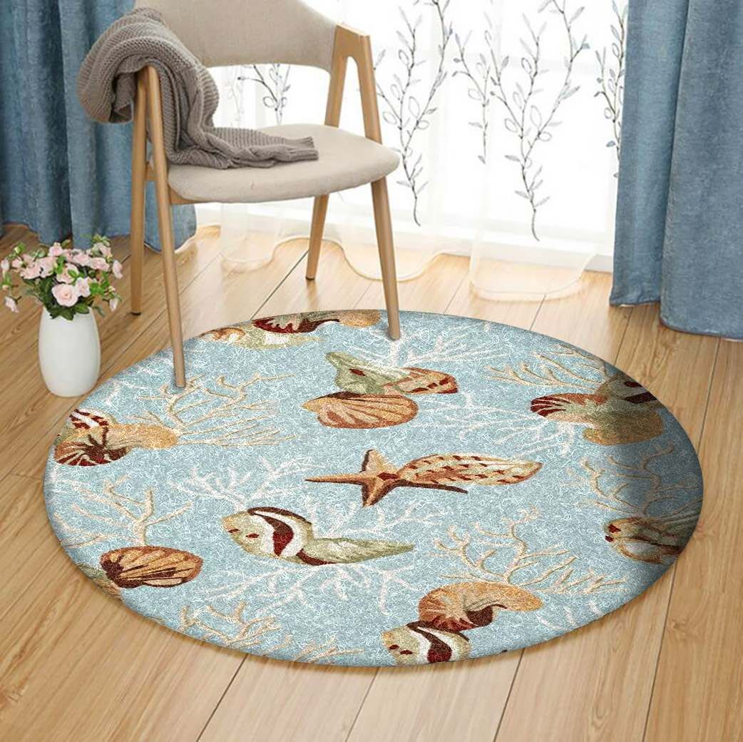 Coral Reef Shells Round Carpet