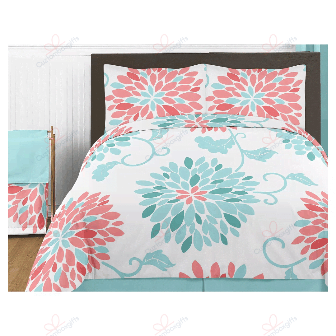 Coral Turquoise Emma Bedding Set