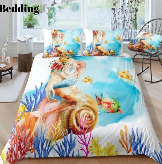 Corals And Mermaid Bedding Set
