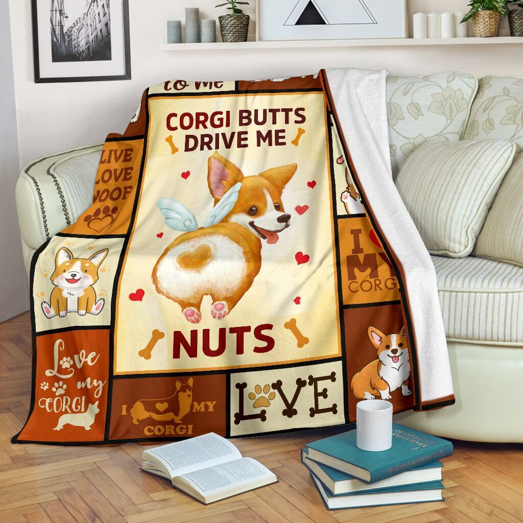 Corgi Butts Drive Me Nuts Sherpa Fleece Blanket