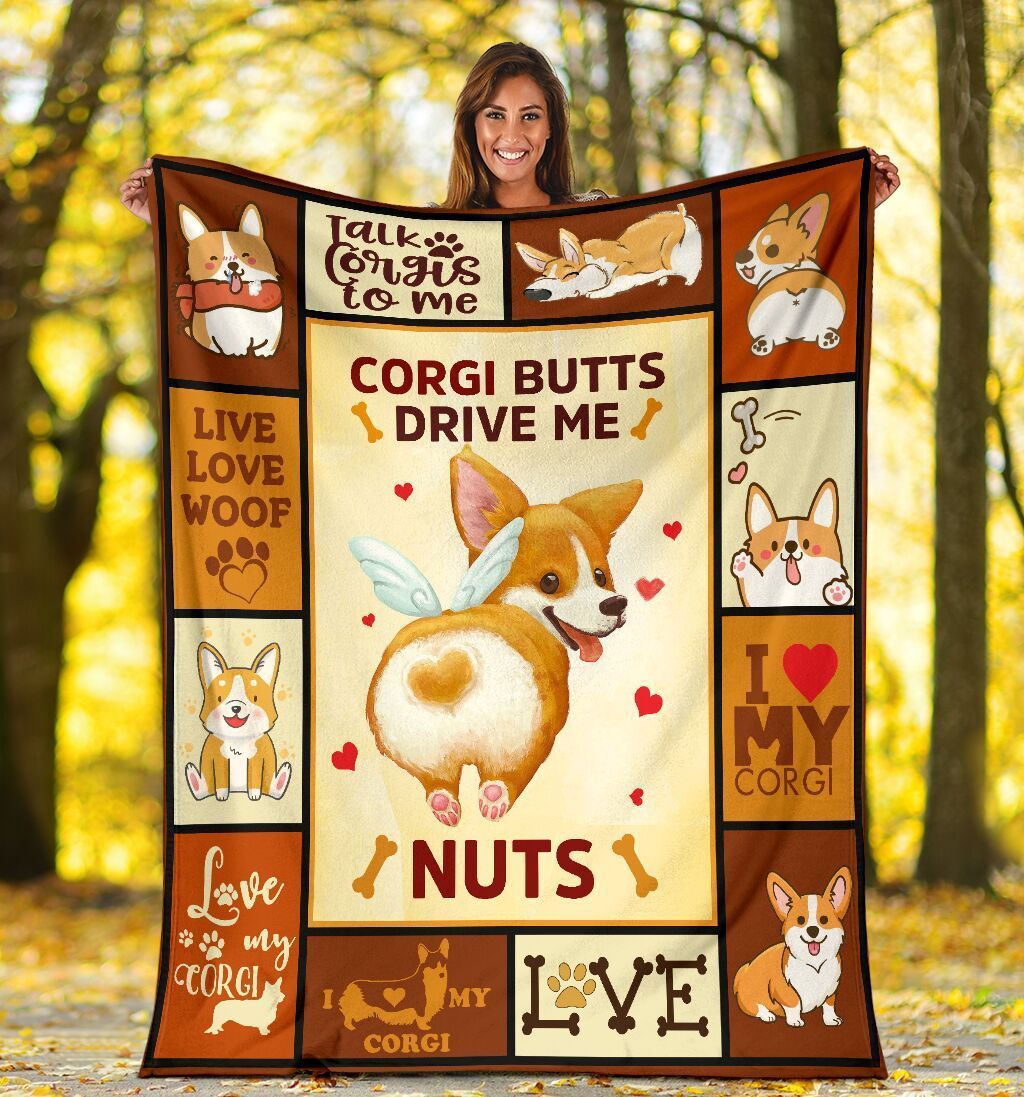 Corgi Butts Drive Me Nuts Dog Lover Sherpa Fleece Blanket