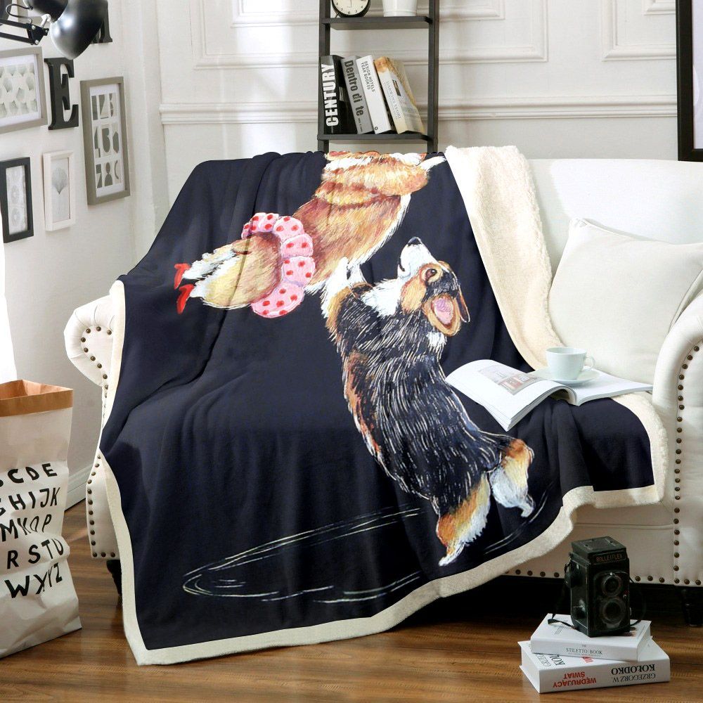Corgi Sherpa Fleece Blanket