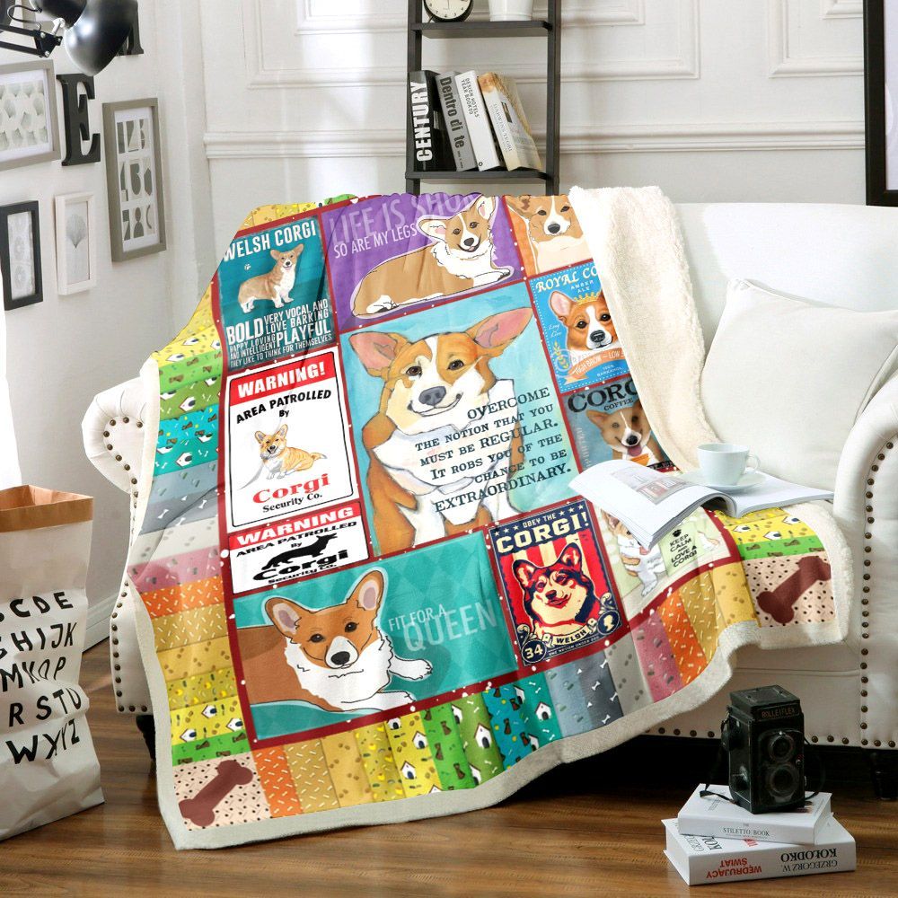 Corgi Sherpa Fleece Blanket
