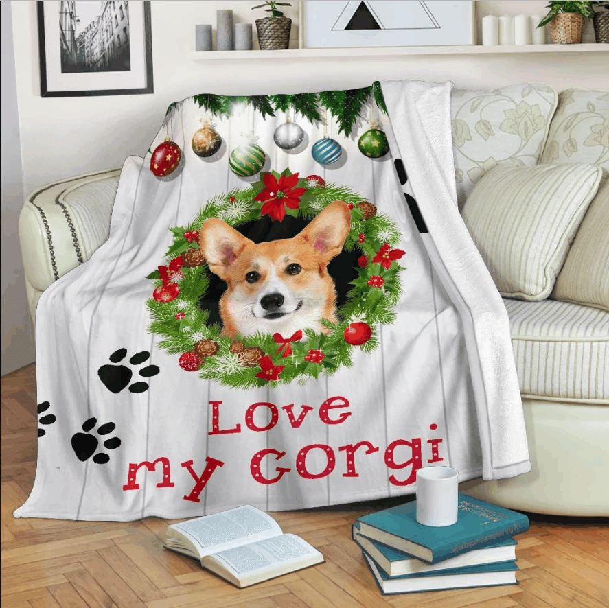 Corgi Christmas Sherpa Fleece Blanket