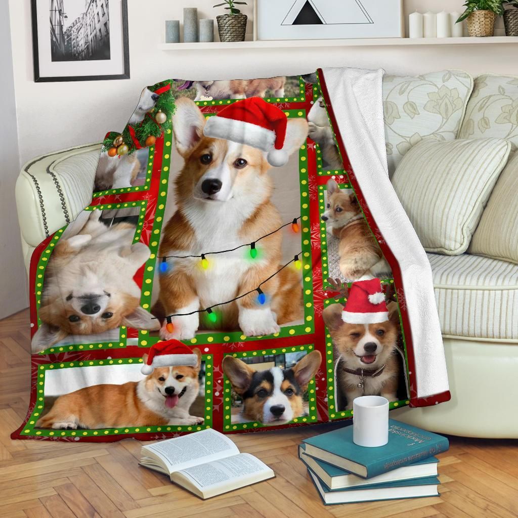 Corgi Christmas Sherpa Fleece Blanket