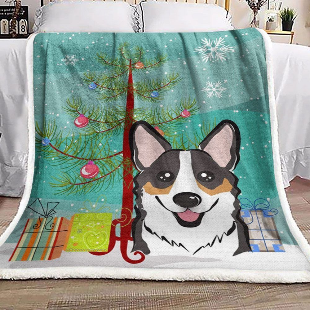 Corgi Christmas Sherpa Fleece Blanket
