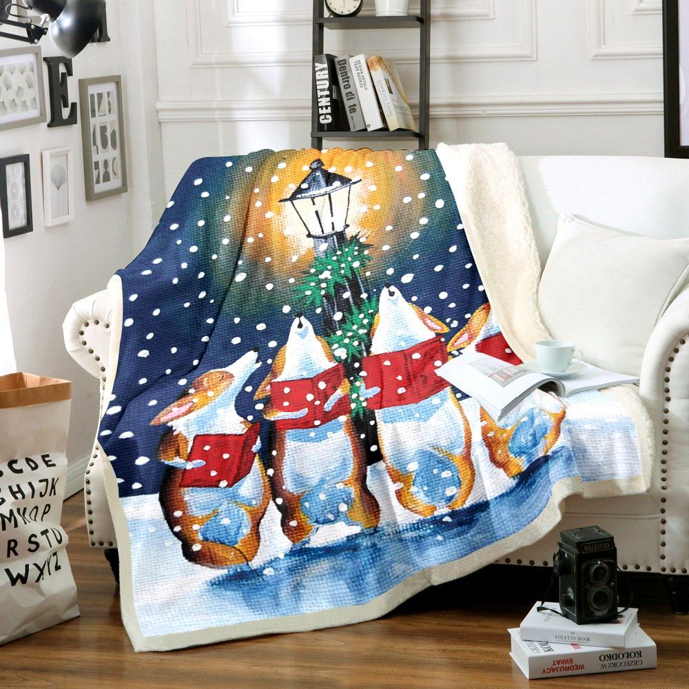 Corgi Christmas Sherpa Fleece Blanket