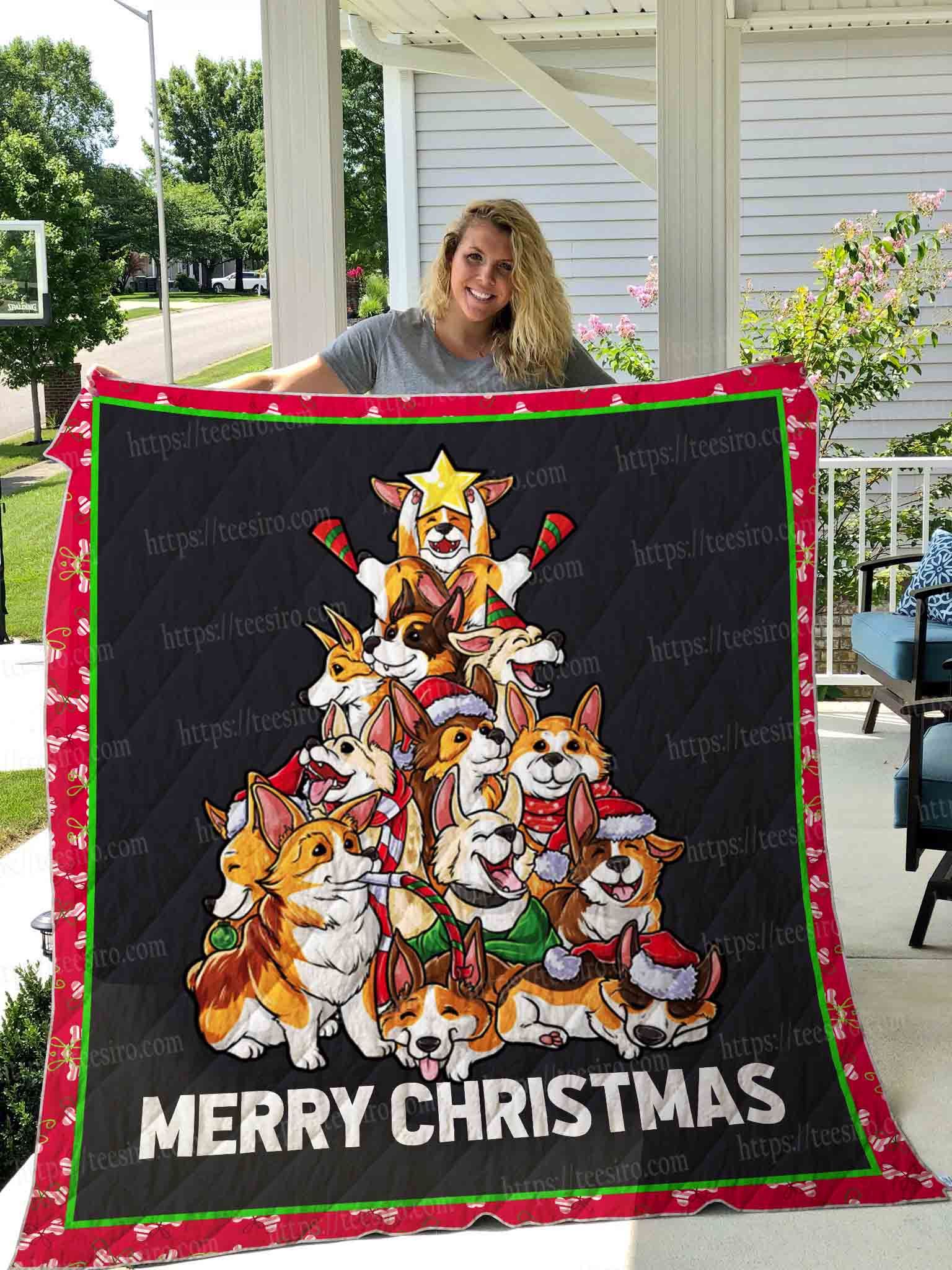 Corgi Christmas Tree Quilt Blanket DHC1501387VT