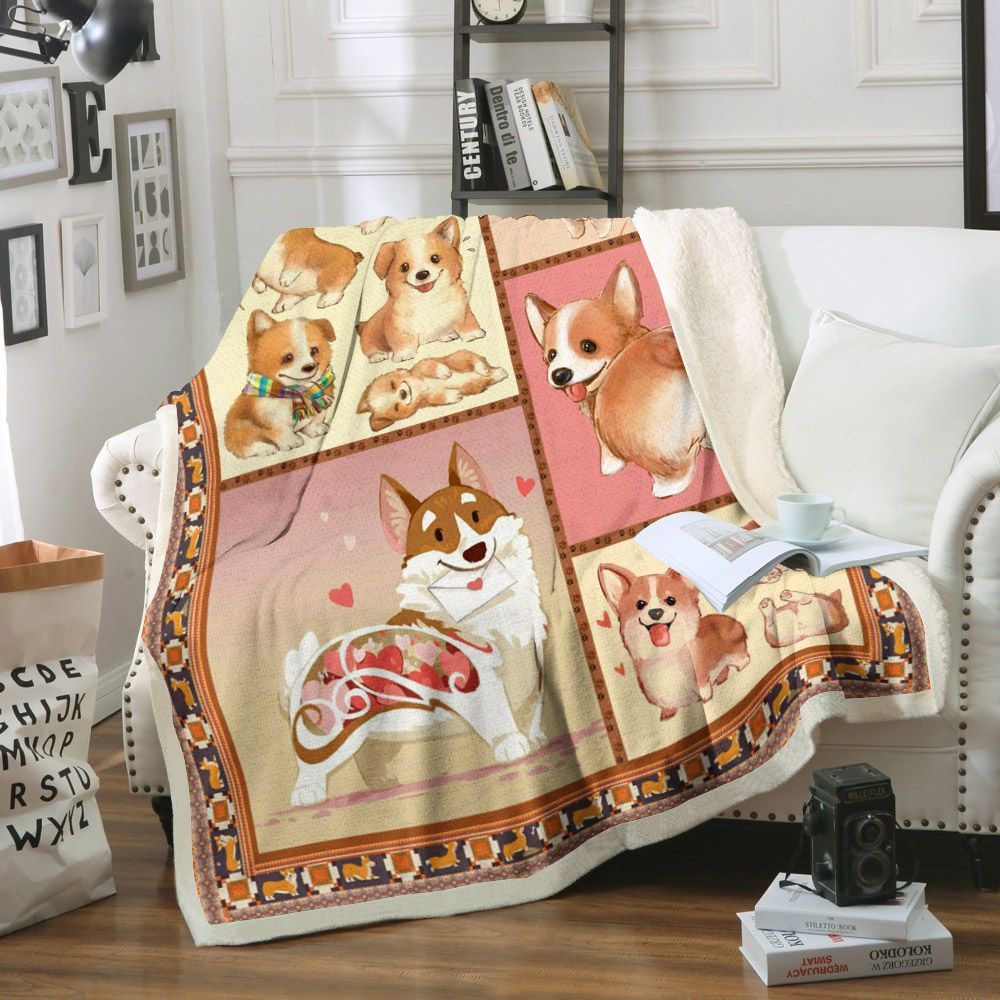 Corgi Sherpa Fleece Blanket