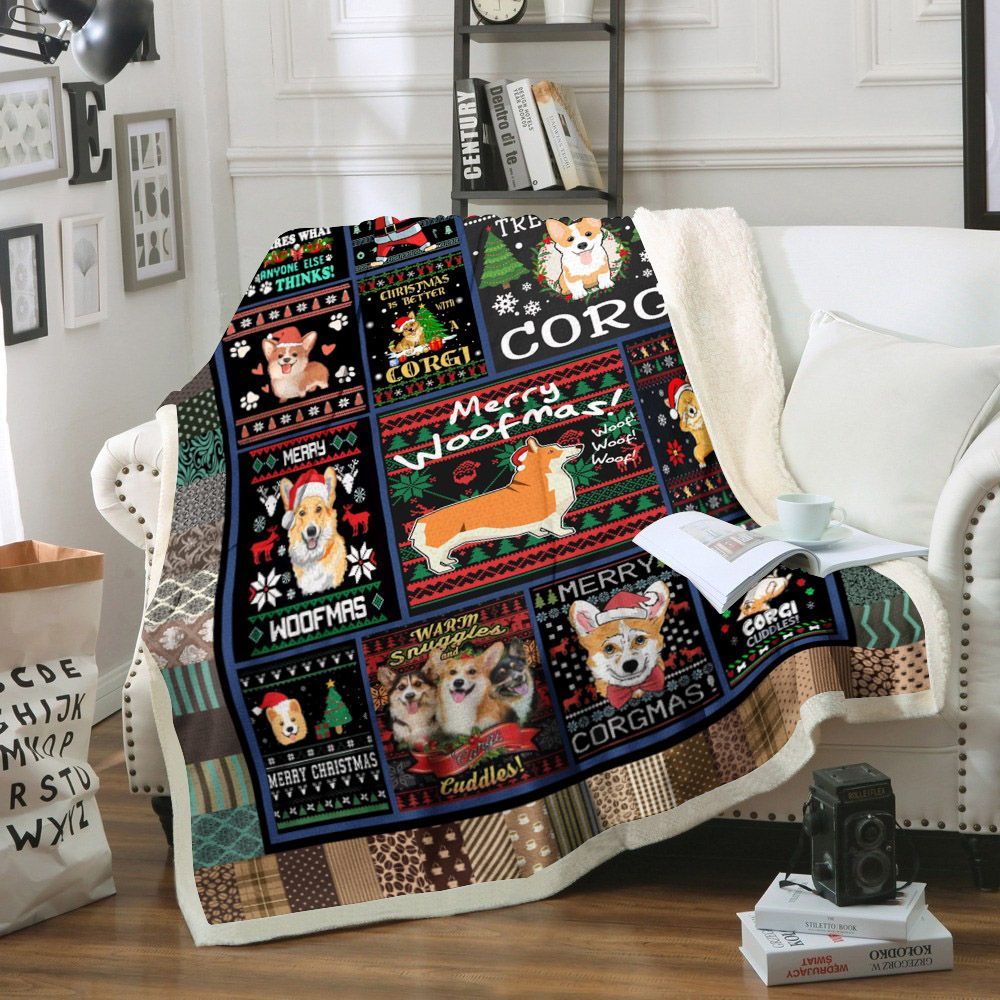 Corgi Sherpa Fleece Blanket