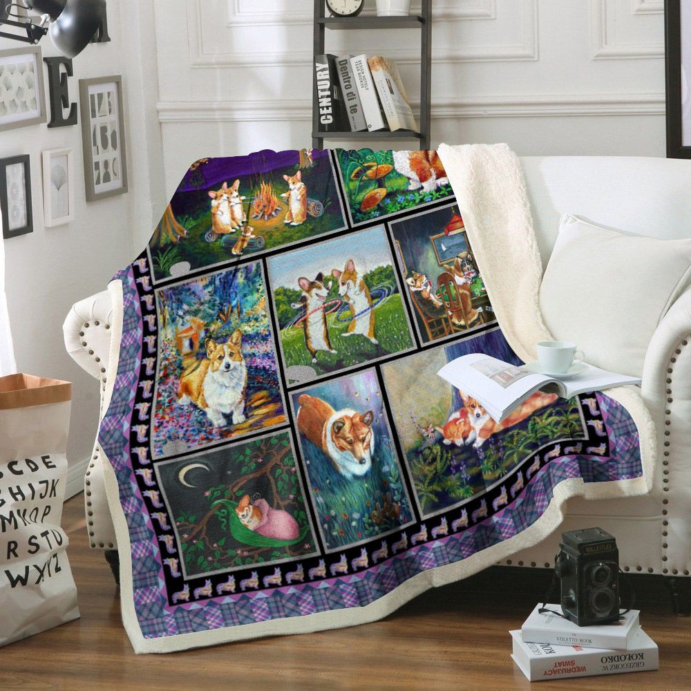 Corgi Sherpa Fleece Blanket