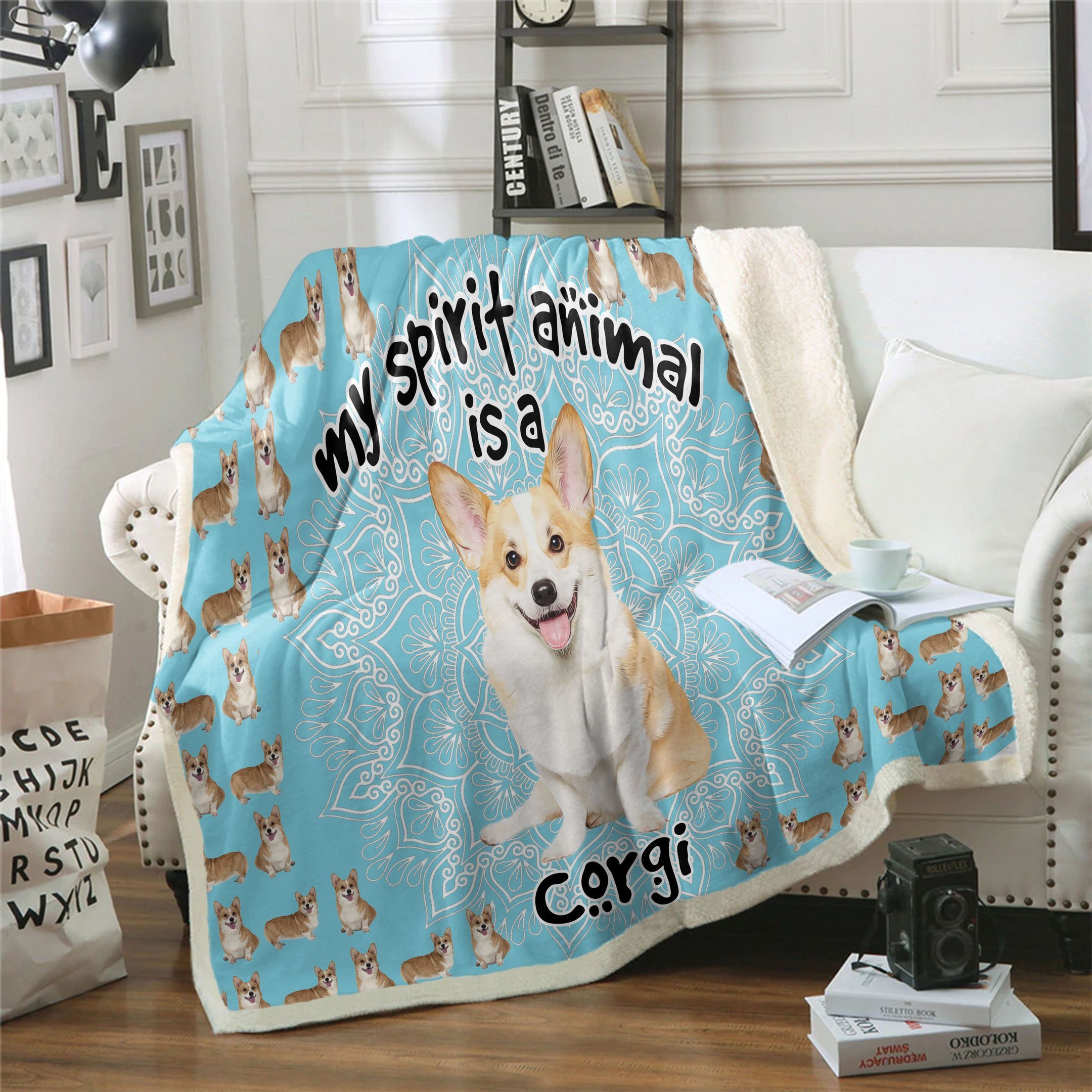 Corgi Sherpa Fleece Blanket