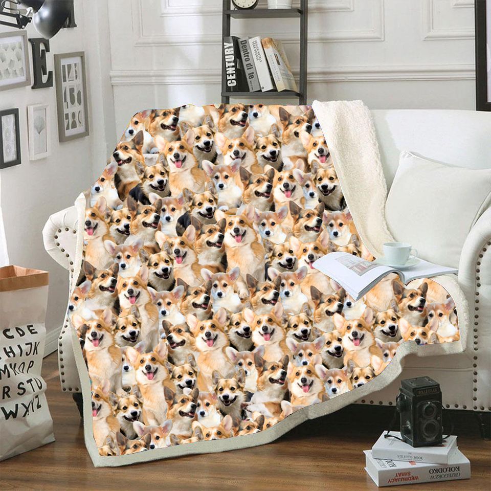 Corgi Sherpa Fleece Blanket