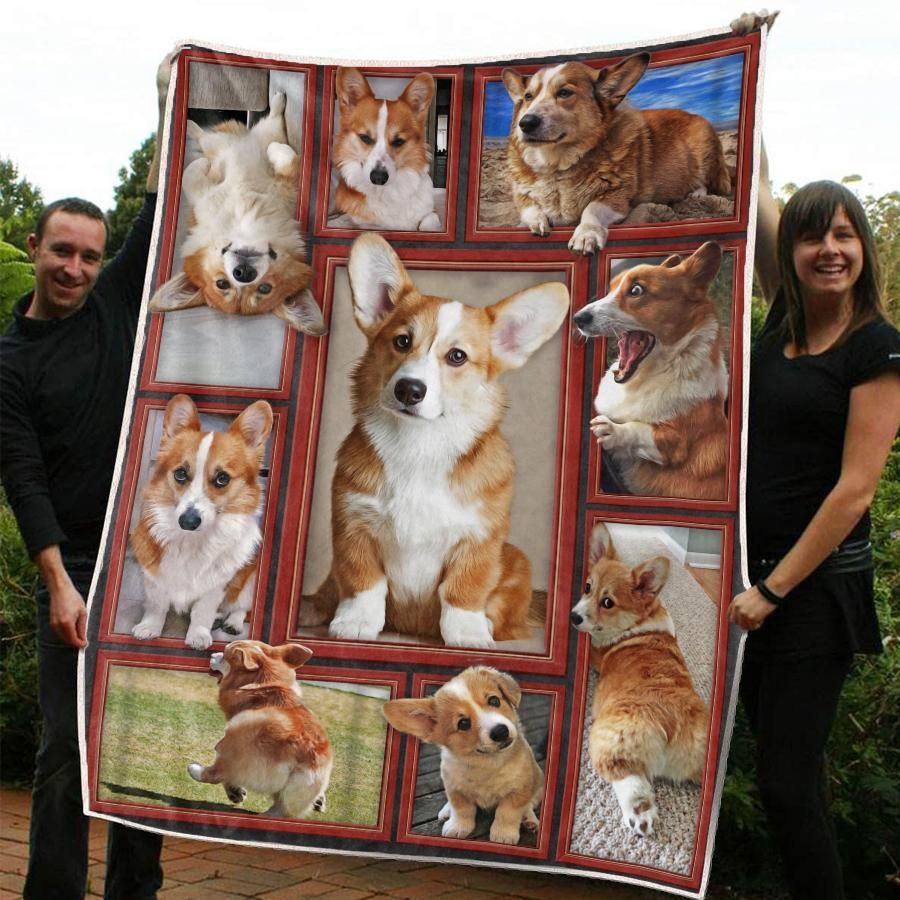 Corgi Sherpa Fleece Blanket