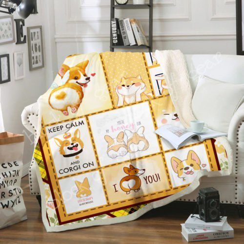 Corgi Sherpa Fleece Blanket