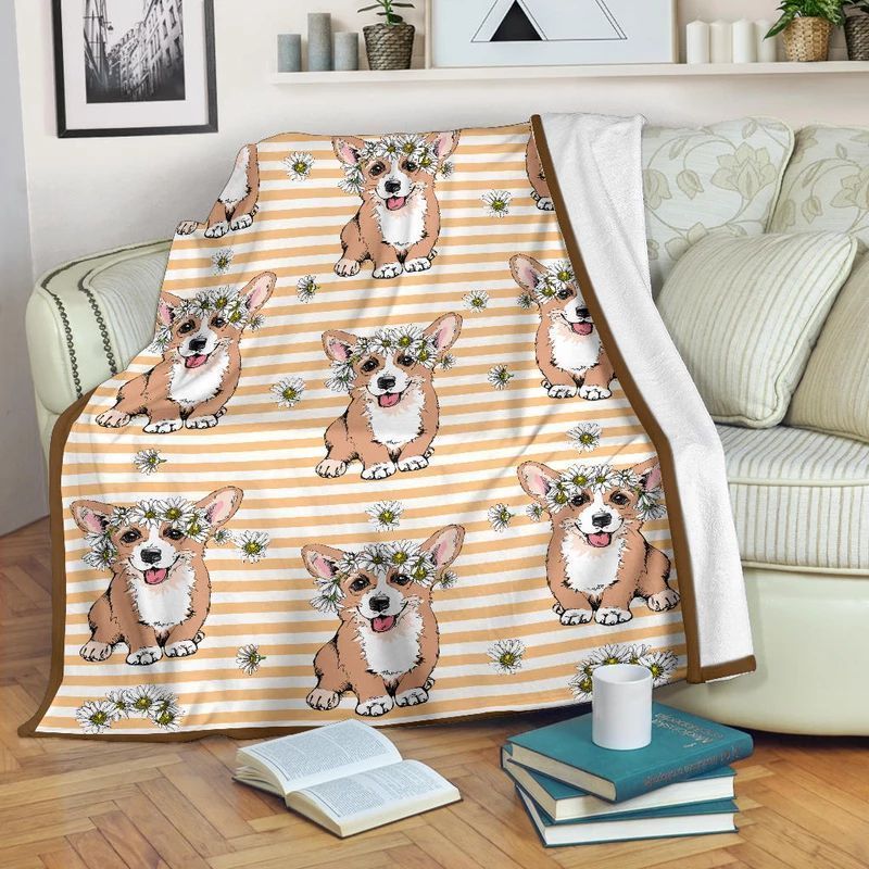 Corgi Sherpa Fleece Blanket