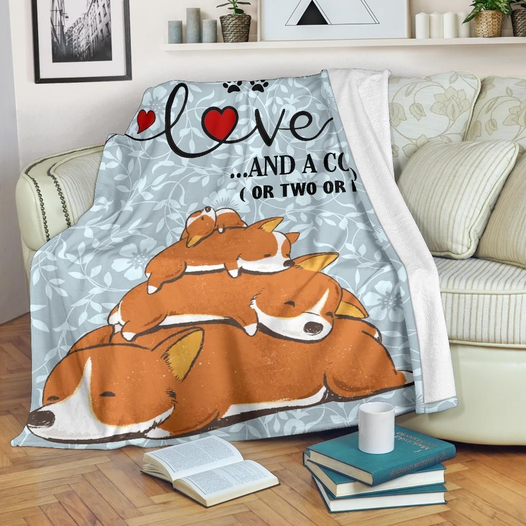 Corgi Sherpa Fleece Blanket