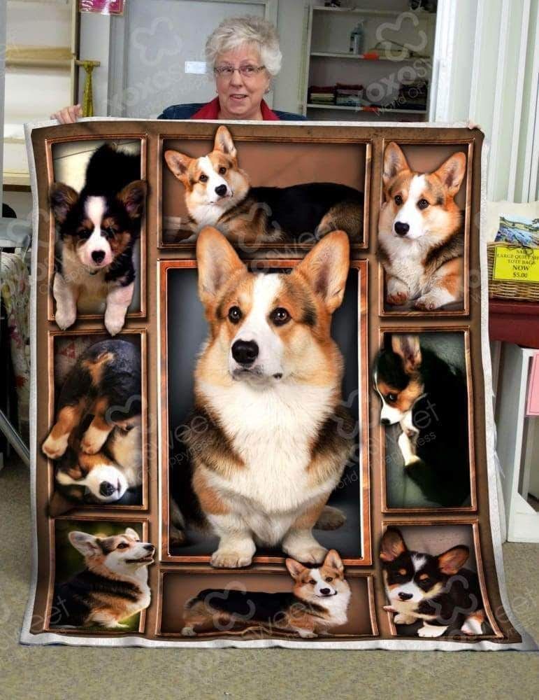 Corgi Sherpa Fleece Blanket