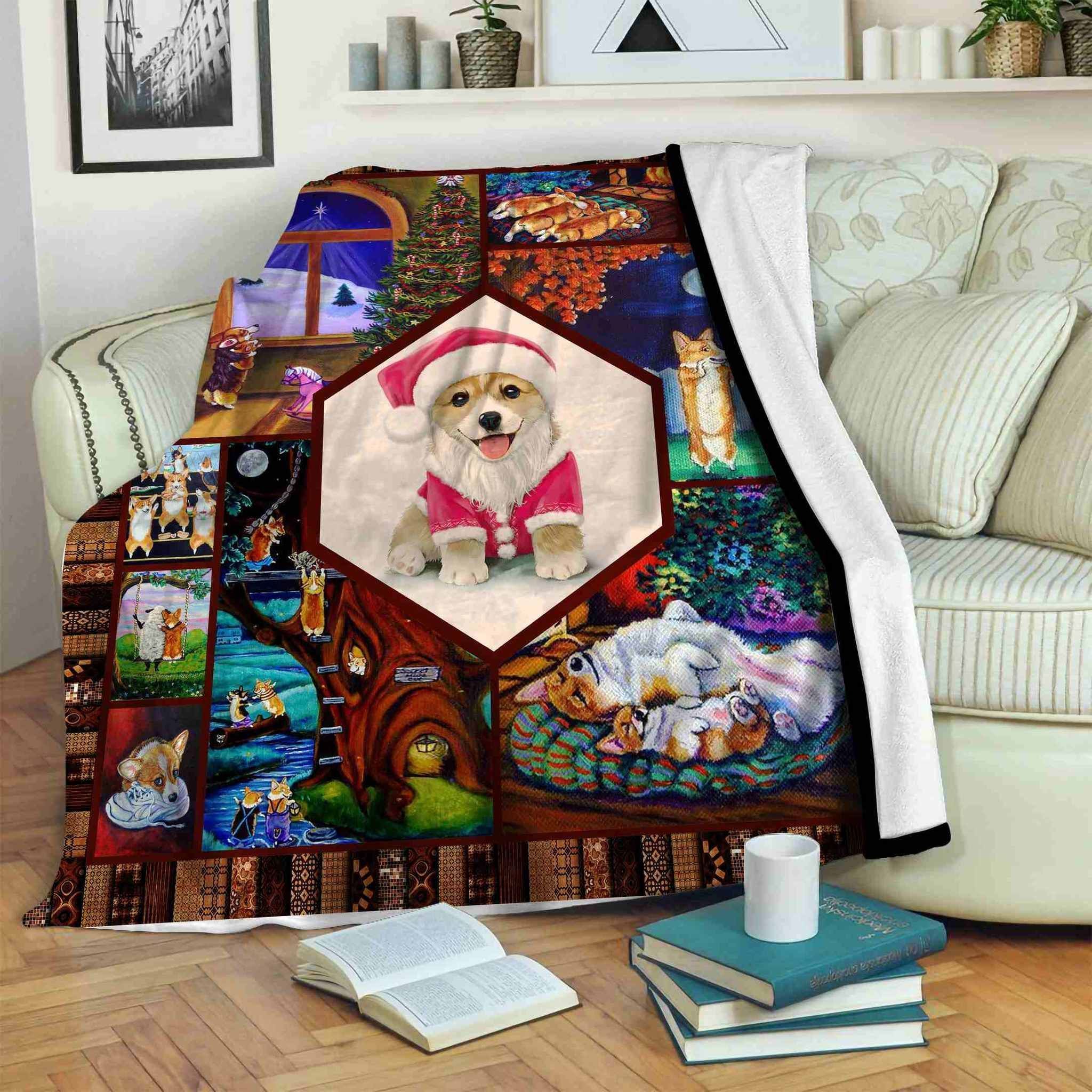 Corgi Sherpa Fleece Blanket