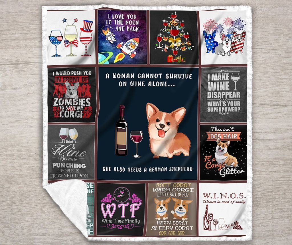 Corgi Sherpa Fleece Blanket