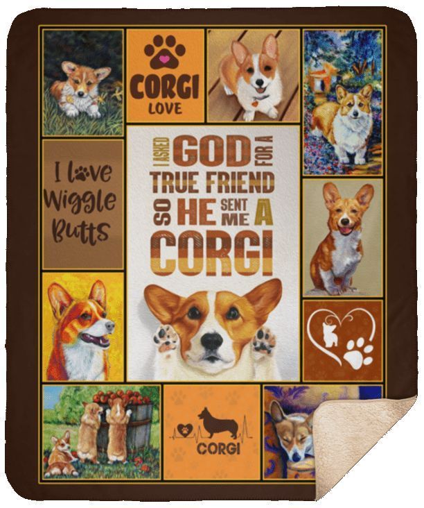Corgi Sherpa Fleece Blanket