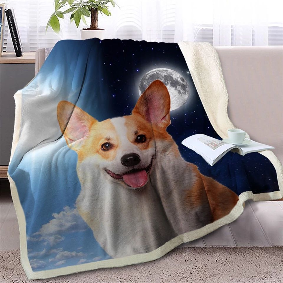 Corgi Sherpa Fleece Blanket