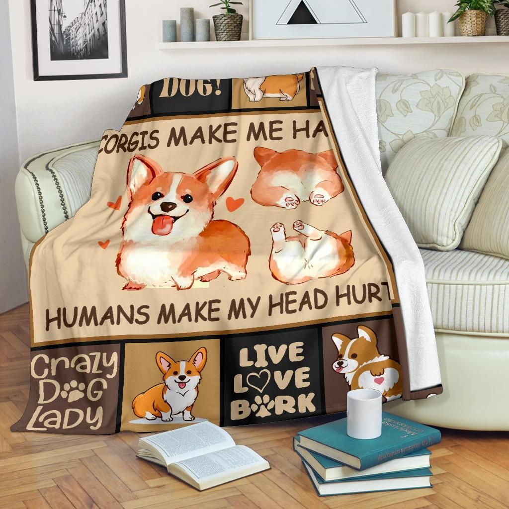 Corgi Sherpa Fleece Blanket