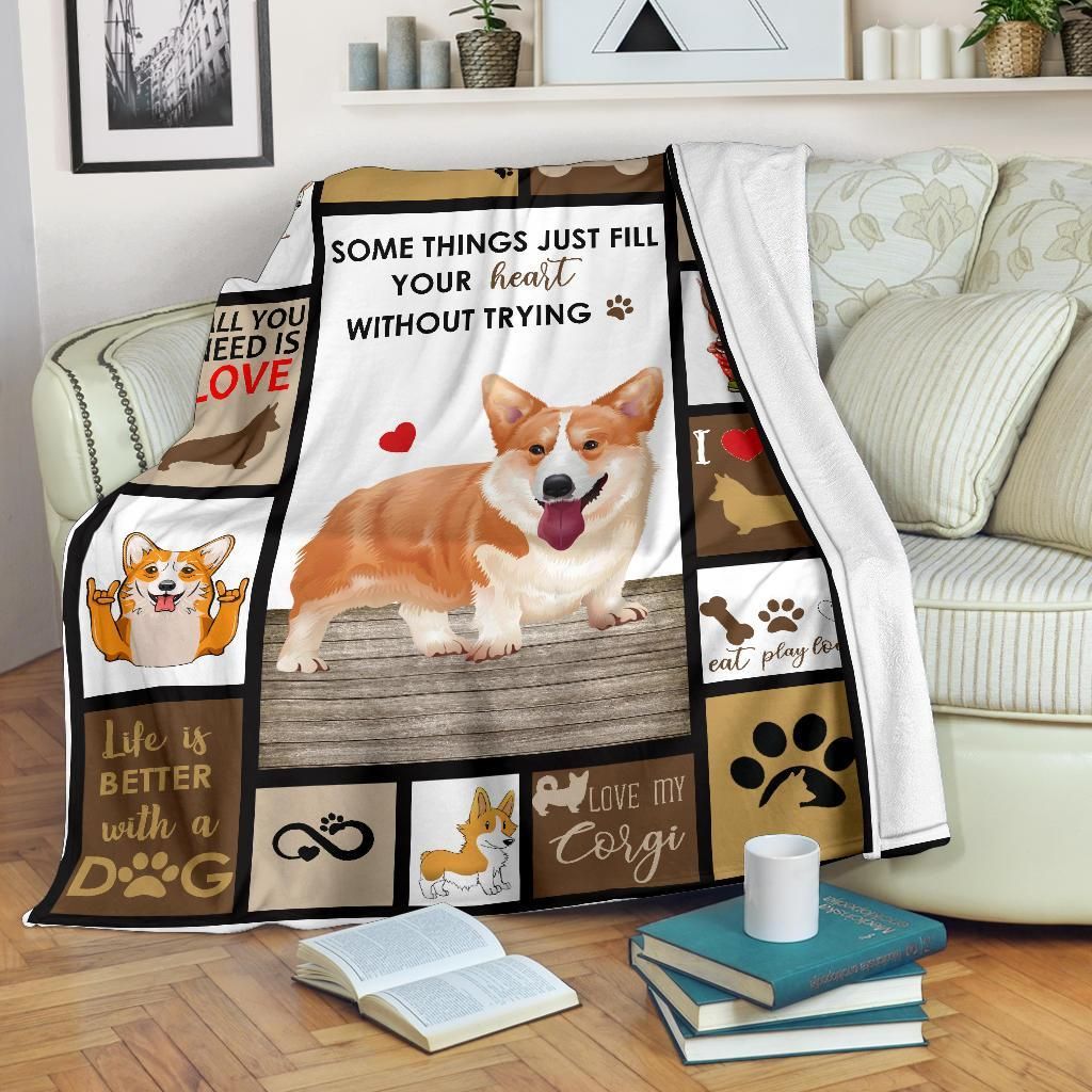 Corgi Sherpa Fleece Blanket