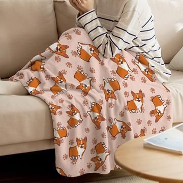 Corgi Sherpa Fleece Blanket