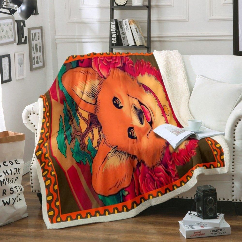 Corgi Sherpa Fleece Blanket