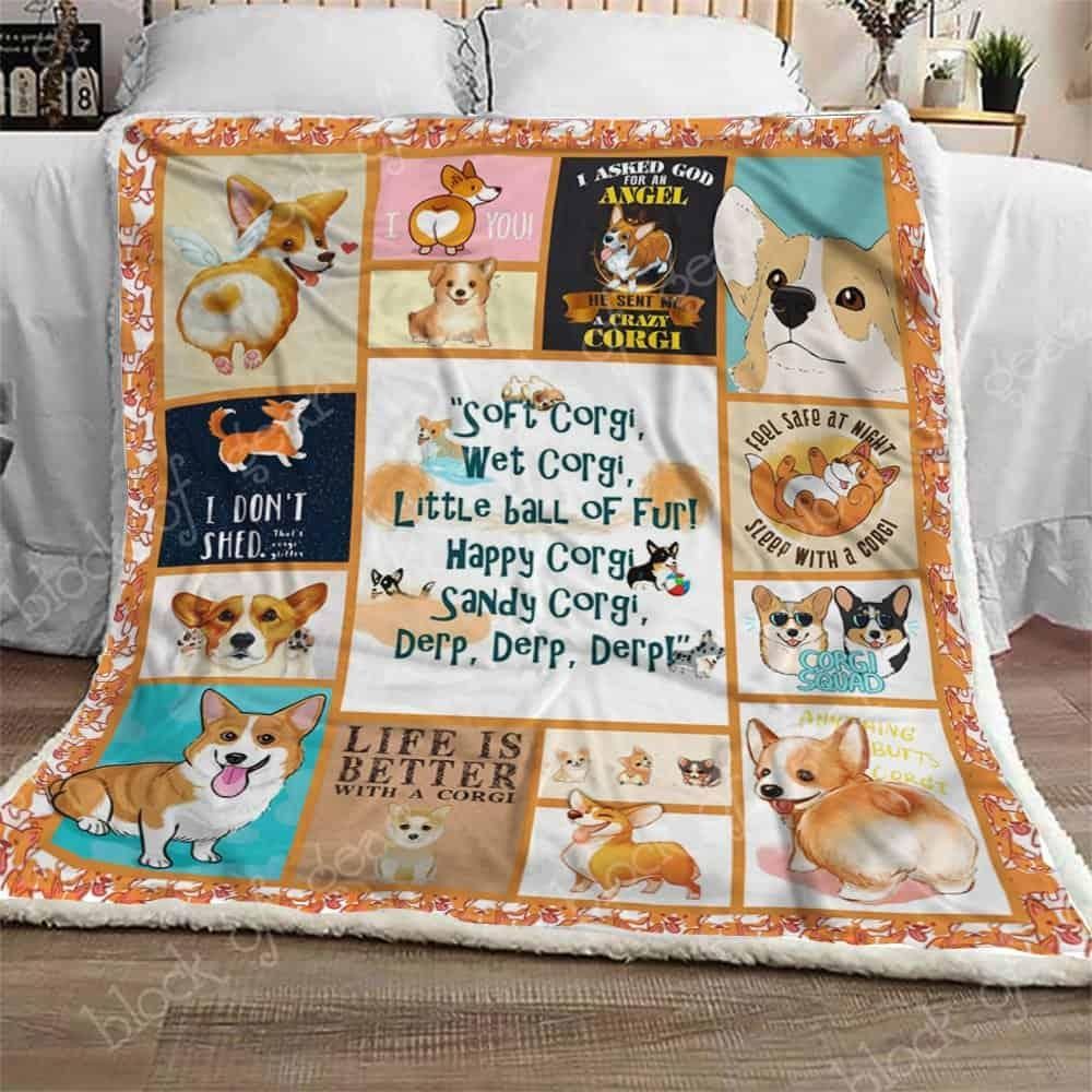 Corgi Sherpa Fleece Blanket