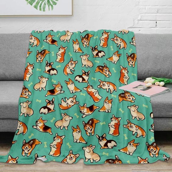 Corgi Sherpa Fleece Blanket