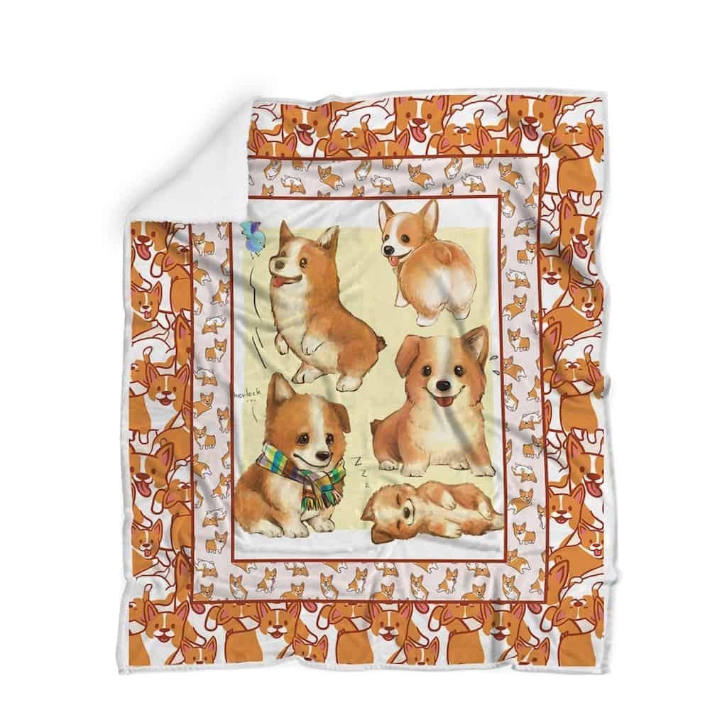 Corgi Sherpa Fleece Blanket