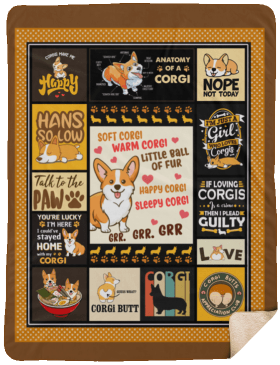 Corgi Sherpa Fleece Blanket