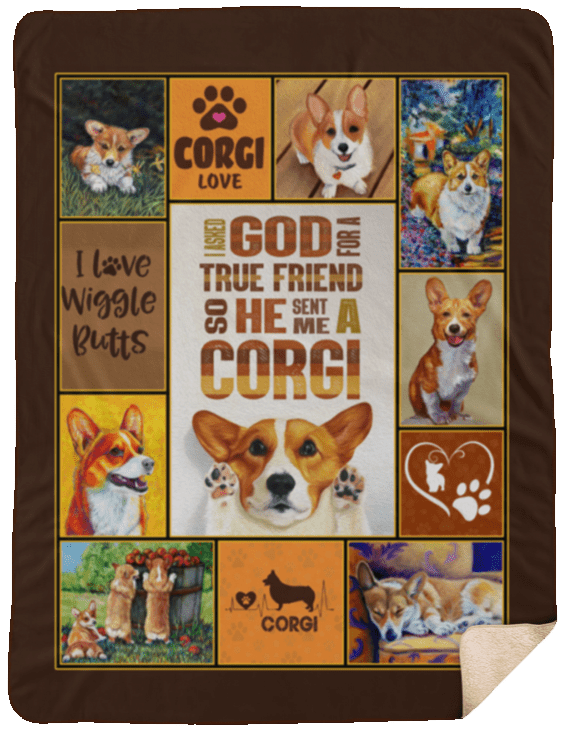 Corgi Sherpa Fleece Blanket