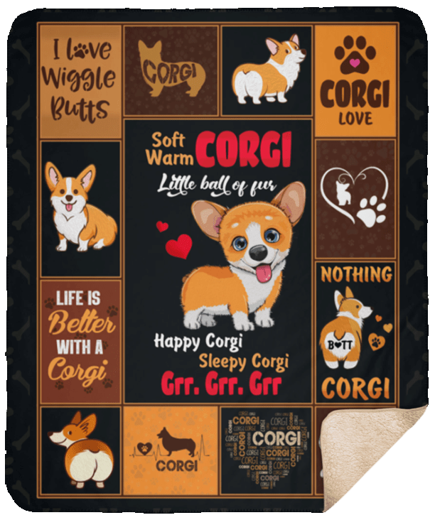 Corgi Sherpa Fleece Blanket