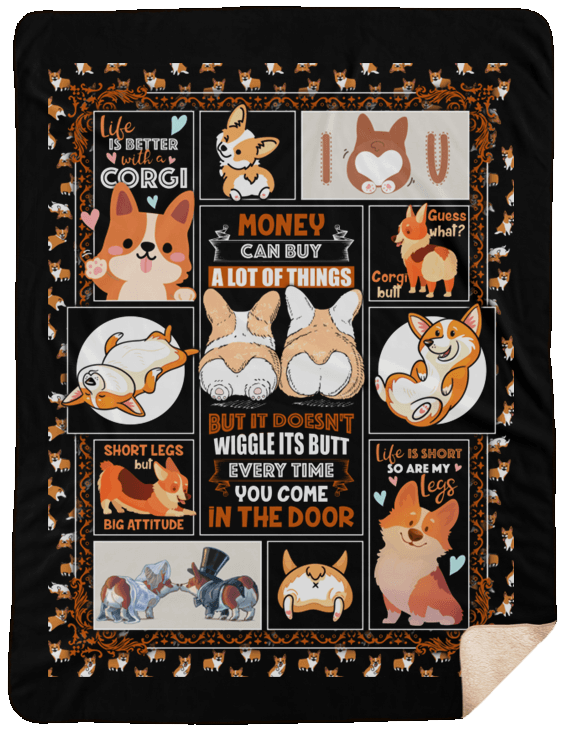 Corgi Sherpa Fleece Blanket