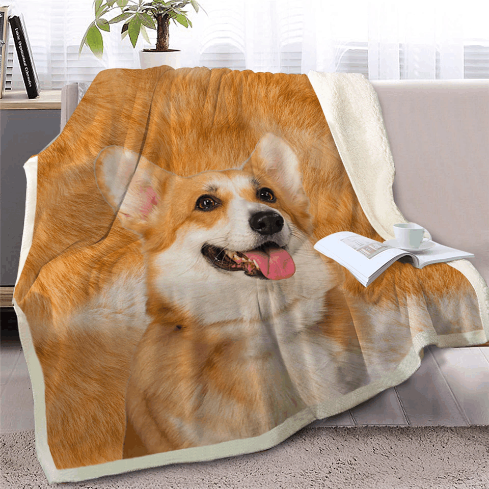 Corgi Sherpa Fleece Blanket