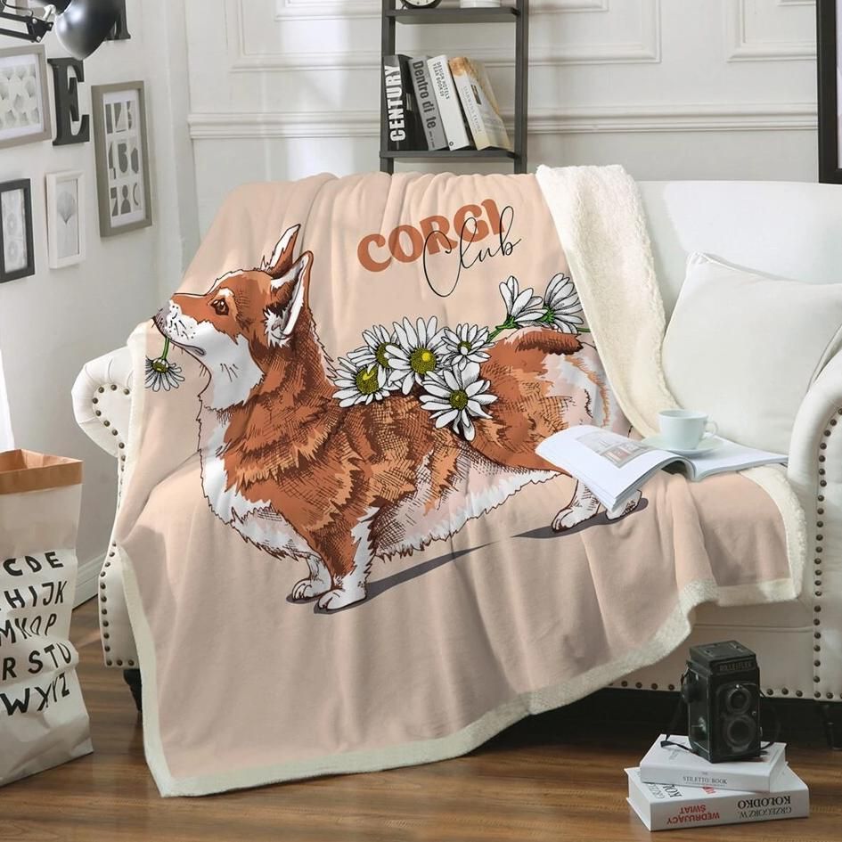 Corgi Sherpa Fleece Blanket