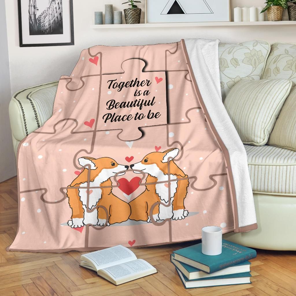 Corgi Sherpa Fleece Blanket