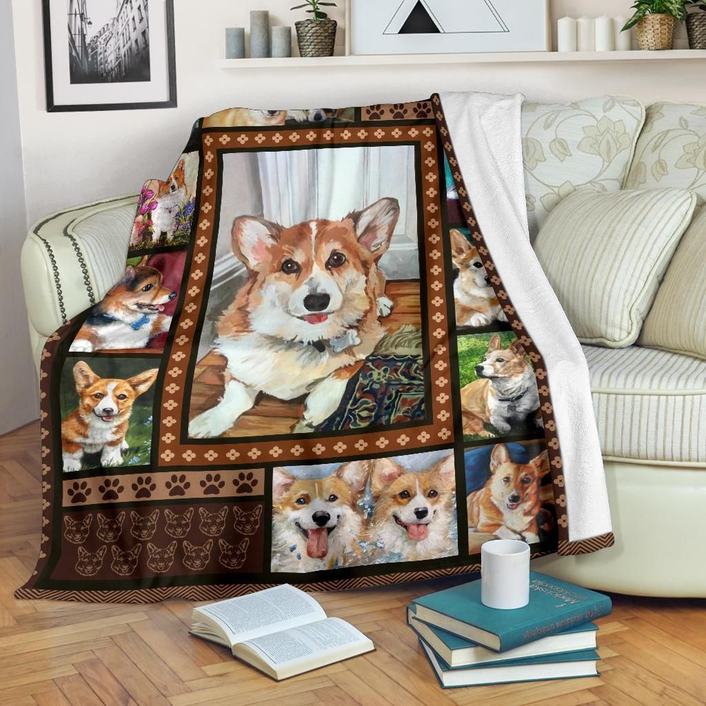 Corgi Sherpa Fleece Blanket