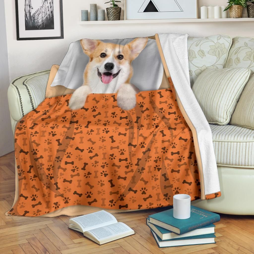 Corgi Sherpa Fleece Blanket