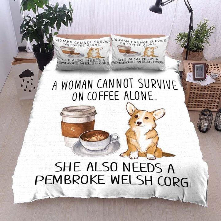 Corgi Coffee Bedding Set