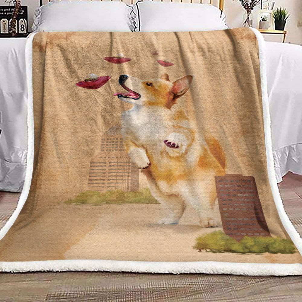 Corgi Sherpa Fleece Blanket