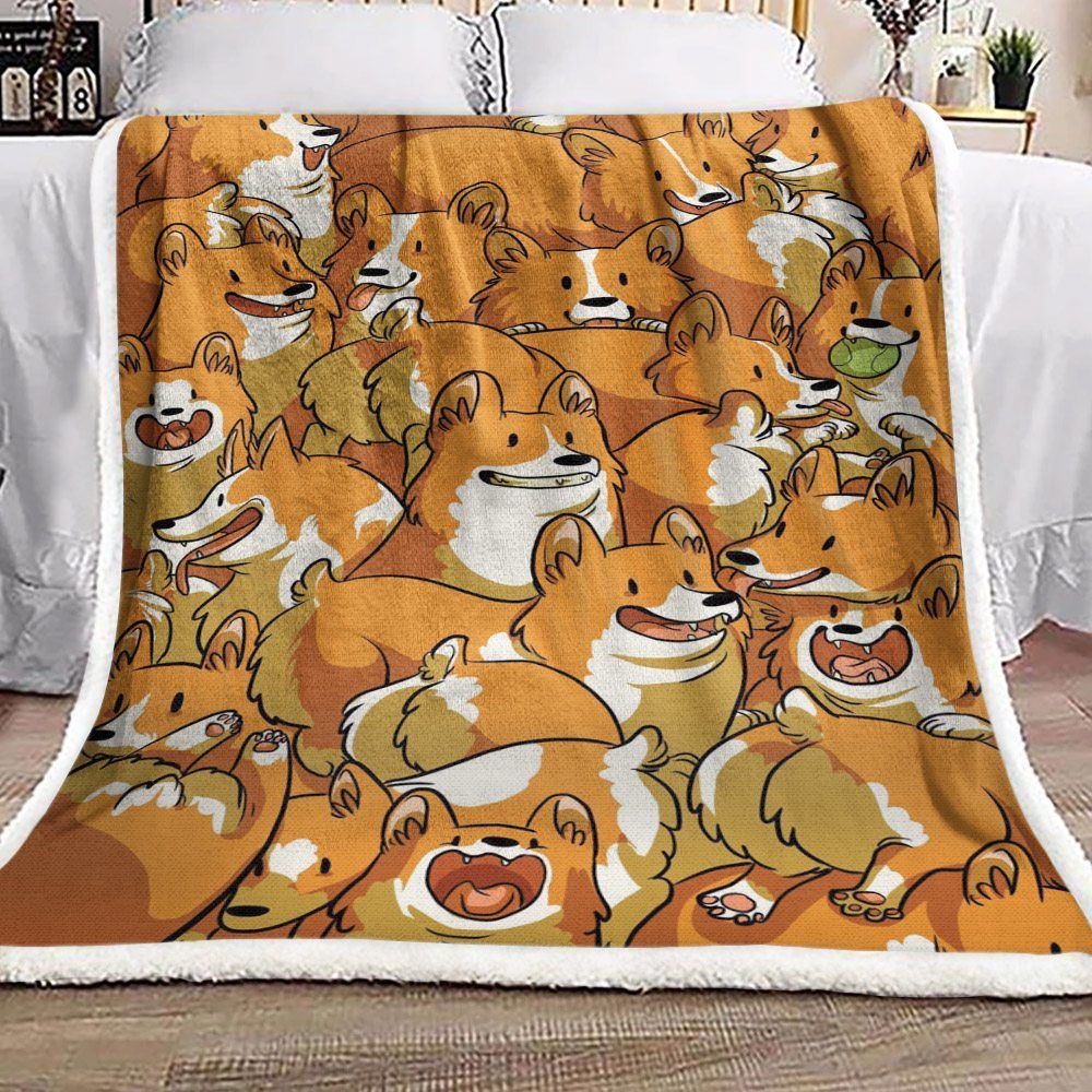 Corgi Sherpa Fleece Blanket